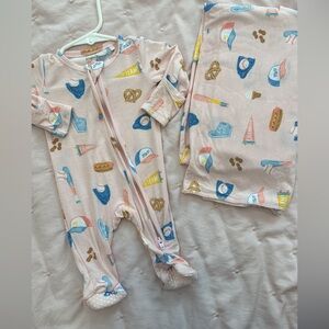 Angel Dear Pink Baseball footie and swaddle